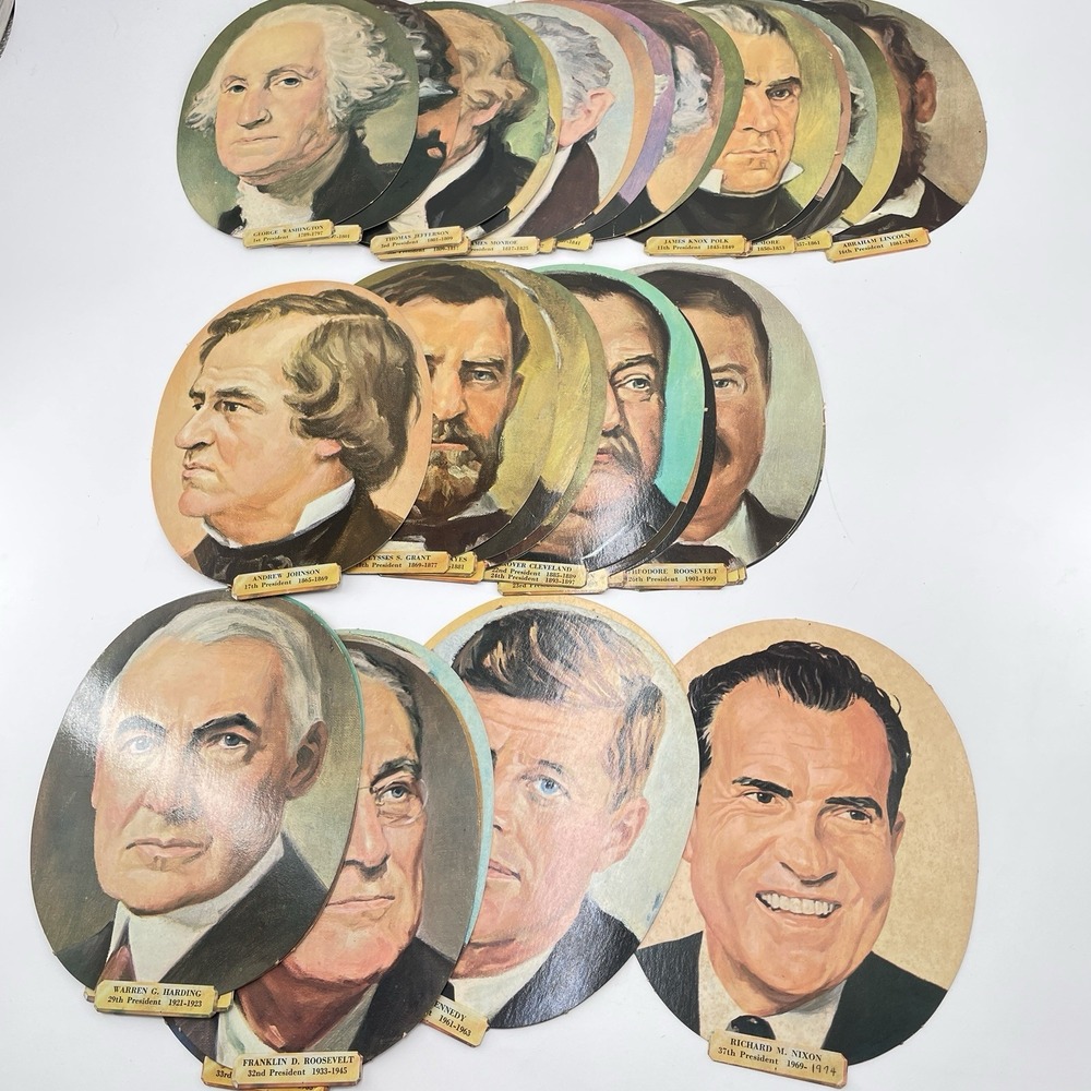 Vtg USA Presidential Portrait Oval Cardboard Classroom 6.5" x 8.5" LOT
